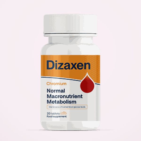 Fehér Dizaxen flakon, 20 tabletta, króm és normál vércukorszint felirattal