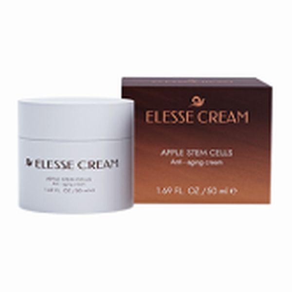 Fehér 50 ml-es Elesse Cream tégely barna dobozzal, apple stem cells, anti-aging cream felirat
