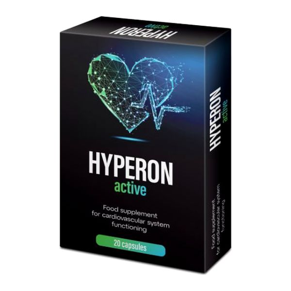 Fekete Hyperon Active doboz, 20 kapszula, szív- és érrendszeri felirattal