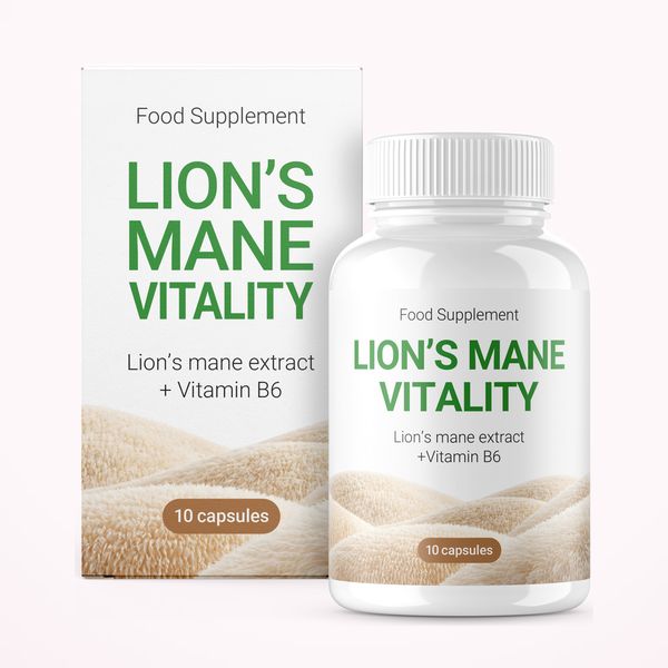 Lion's Mane Vitality doboz, süngombakivonat és B6-vitamin, 10 kapszula