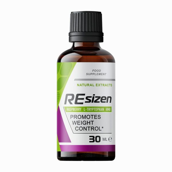 Resizen 30 ml-es cseppentős üveg, málna, guarana, HMB, L-triptofán és króm felirattal